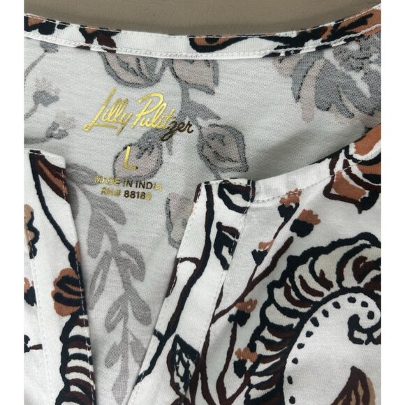 Lilly Pulitzer Amesbury Dress Color Coconut Take Meowt Brown Tan White Large - Picture 2 of 16